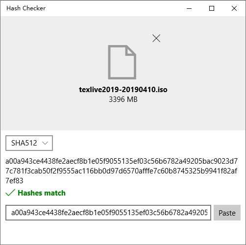 界面内显示Hashes match